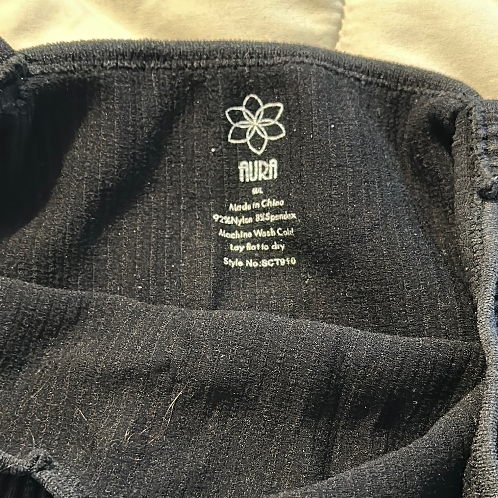 Black Ribbed Women's Crop Top - Picture 2 of 2
